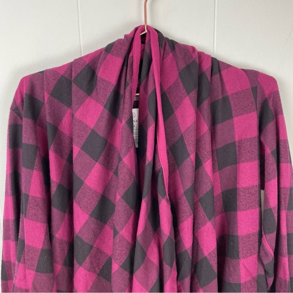 Alternative Maroon Plaid Long Sleeve Open-Front Shirt Top - Picture 2 of 3